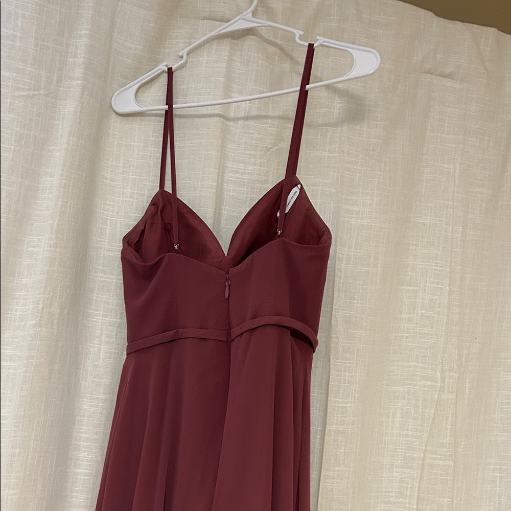 Azazie Naeem Desert Rose A-line V-neck Ruffle Chiffon Ruffle Dress - Picture 5 of 6